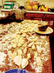 Gyoza, cooked for community dinner by our visiting group from China. Photo by SunGee.