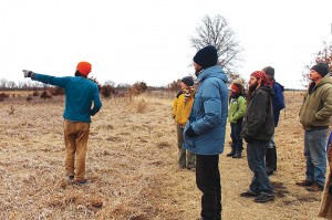 "Land ho!" Thomas leading an ecology-focused land walk during an Open Space retreat session. Photo by Dennis.