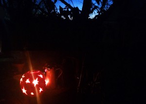 A star filled pumpkin lit the way during the Black Out evening. Photo by Nik.