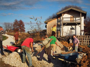 It was a gorgeous day for a gravel moving work party! Photo by Tereza.