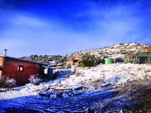 It was a snowy desert morning in New Mexico at the Ampersand Project. Photo by Nik.