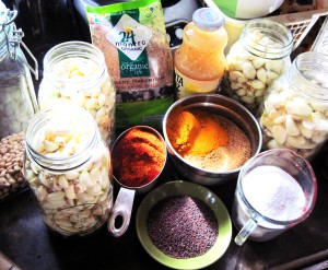 Ingredients ready to be transformed into Ironweed kitchen favorite, spicy Indian garlic pickle. Photo by Ted.