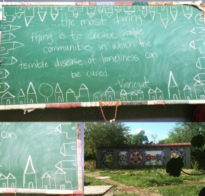 Inspiring words from Kurt Vonnegut graced the chalk board this weekend. Picture by Nik.