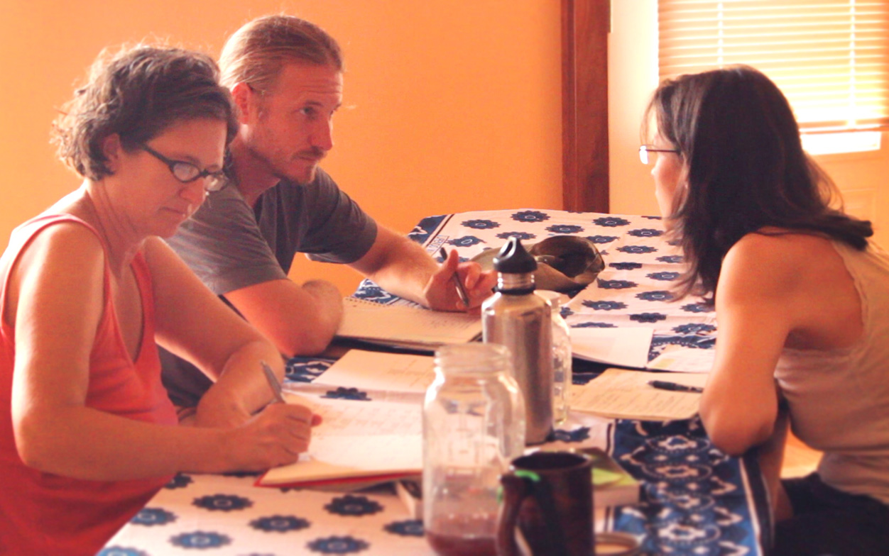 Alyssa, Dan, and Jennifer in the 2015 Permaculture Design Course. Photo by Aaron.