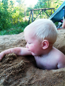 Digging out or digging in? Either way, Arthur is loving it. Photo by Ben.